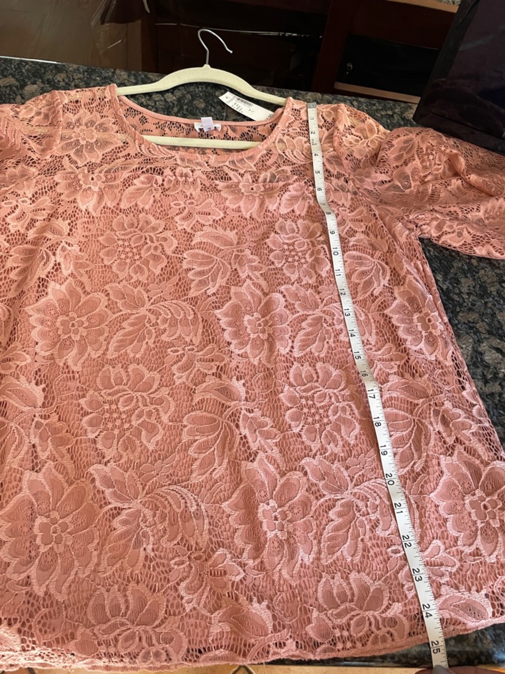 Dressbarn Rose Floral Lace Short-Sleeve Top - Picture 10 of 11